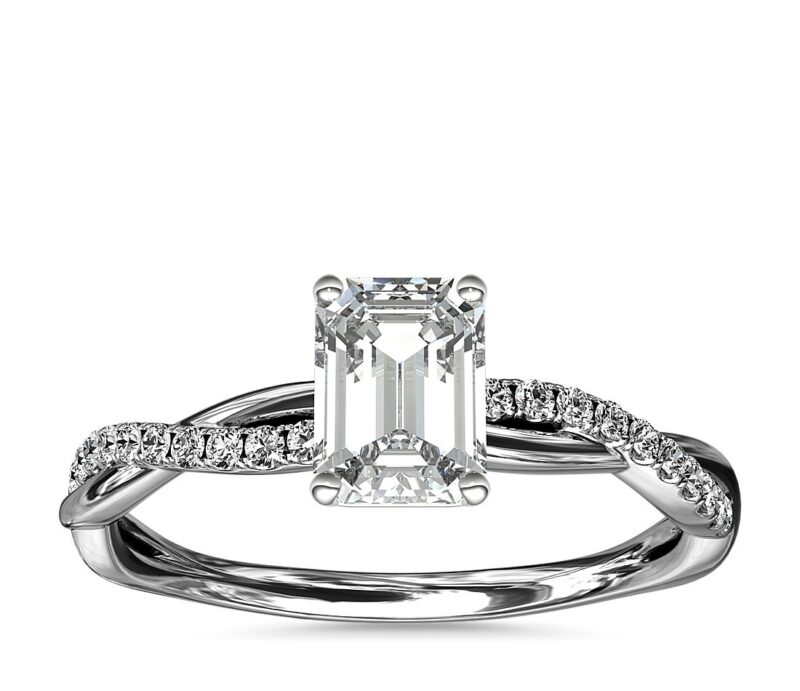 Petite Twist Diamond Engagement Ring in 14k White Gold (1/10 ct. tw.) - Image 2