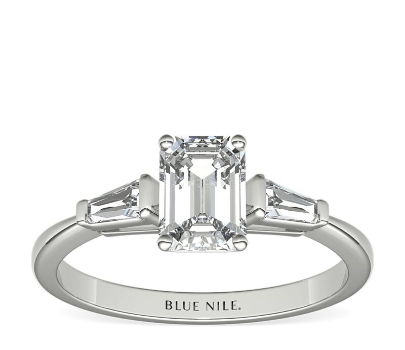 Tapered Baguette Diamond Engagement Ring in Platinum - Image 3