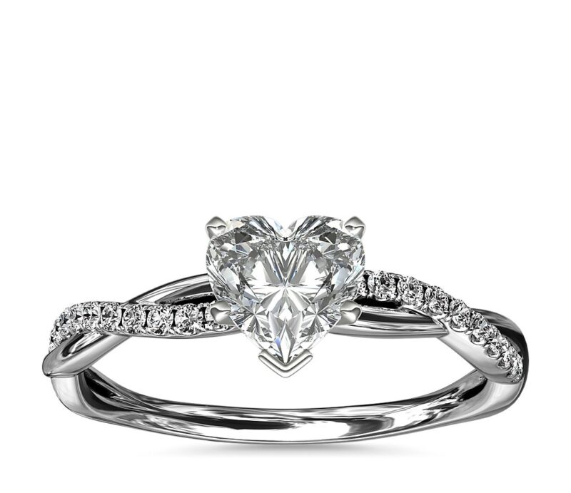 Petite Twist Diamond Engagement Ring in Platinum (1/10 ct. tw.)