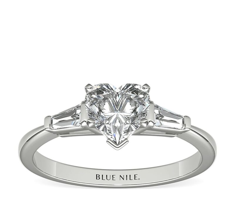 Tapered Baguette Diamond Engagement Ring in Platinum