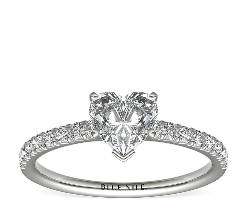 French Pavé Diamond Engagement Ring in Platinum (1/4 ct. tw.)