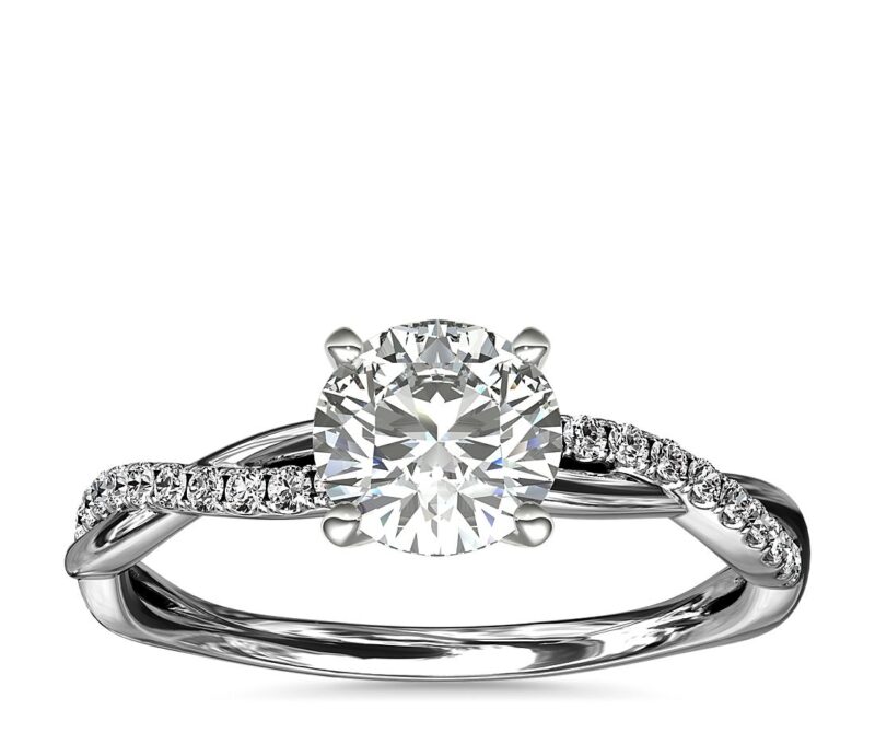 Petite Twist Diamond Engagement Ring in 14k White Gold (1/10 ct. tw.) - Image 2