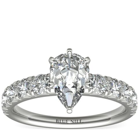 French Pavé Diamond Engagement Ring in Platinum (1 ct. tw.)