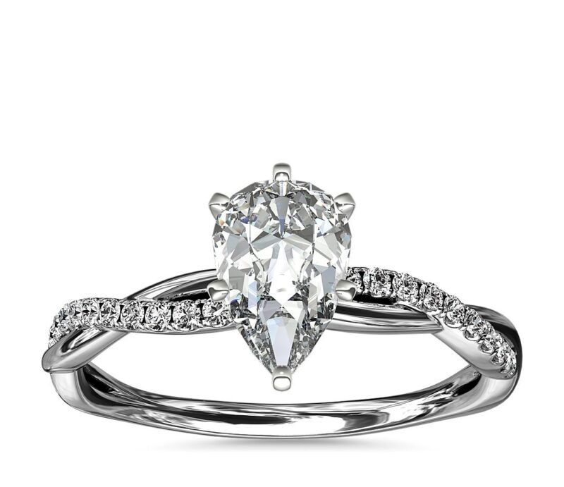 Petite Twist Diamond Engagement Ring in 14k White Gold (1/10 ct. tw.) - Image 2