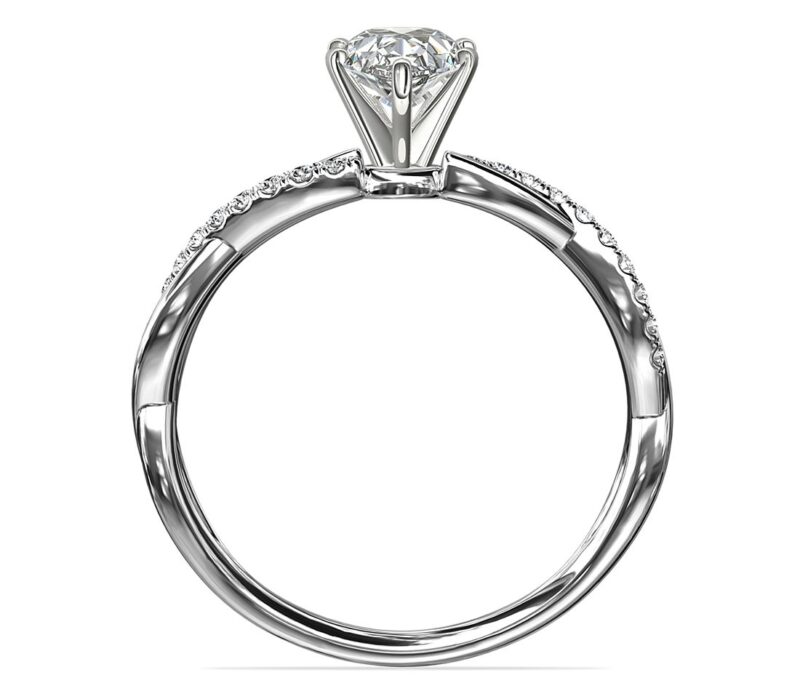 Petite Twist Diamond Engagement Ring in 14k White Gold (1/10 ct. tw.) - Image 3